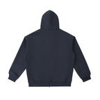 Back view of Bolarinho heavyweight unisex pocket hoodie in navy, showcasing its thick fabric and casual style.