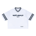 Guillaume Michaud unisex boxy striped soccer jersey, official NSFW merch.