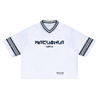 Guillaume Michaud unisex boxy striped soccer jersey, official NSFW merch.