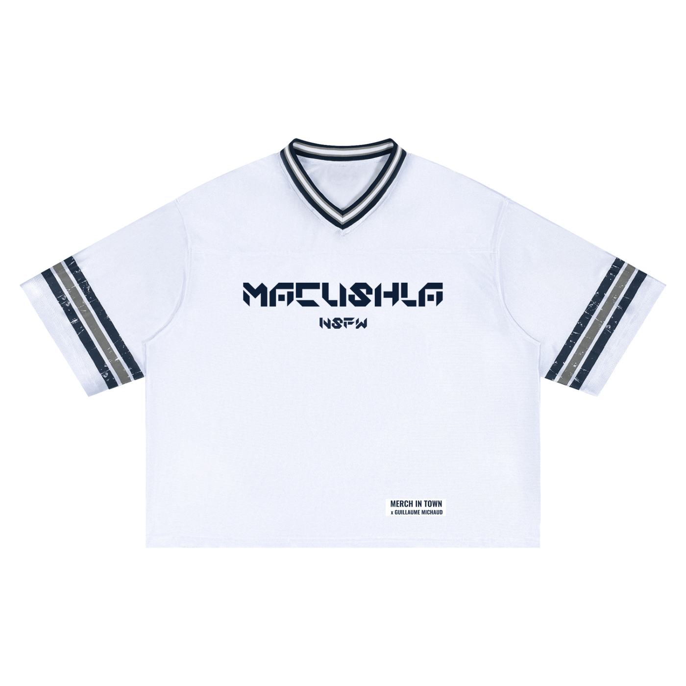 Guillaume Michaud unisex boxy striped soccer jersey, official NSFW merch.