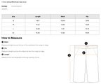 Size chart for the CLAiRE Women's High-Waisted Biker Shorts with measurements by size.