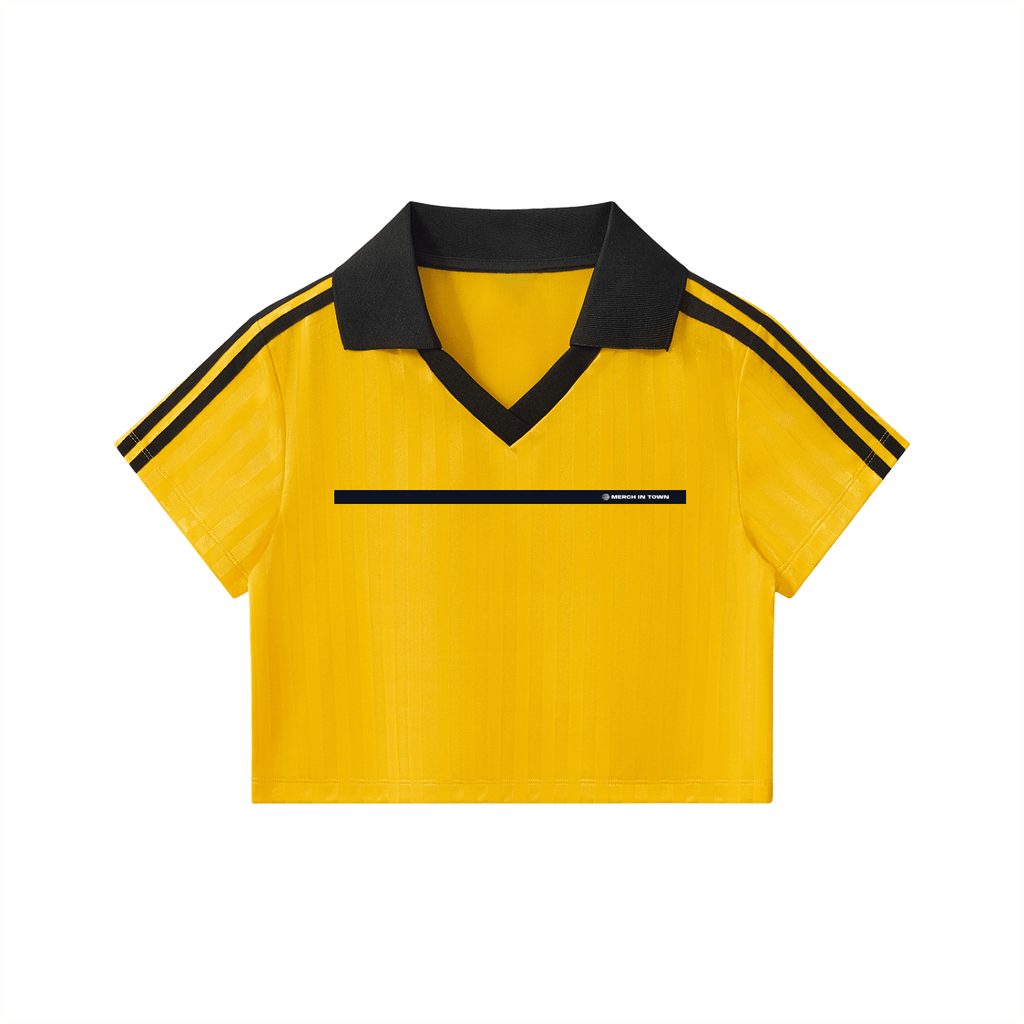 Vino Disco contrast collar striped cropped jersey, official Vino Disco merch.