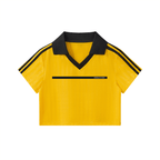 Vino Disco contrast collar striped cropped jersey, official Vino Disco merch.