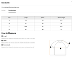 Size chart for the Merch in Town Women's Camo Raglan Crop T-Shirt with measurements in centimeters.
