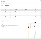 Size chart for the Merch in Town Drawstring Cargo Shorts with measurements in centimeters.