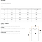 Size chart for the Merch in Town Classic Loose Boxy Tee with measurements in inches.