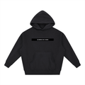 Merch in Town Essential Oversized Boxy Fit Fleece Hoodie in Black on a white background, front view.