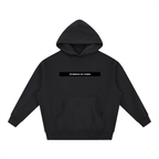 Merch in Town Essential Oversized Boxy Fit Fleece Hoodie in Black on a white background, front view.