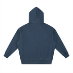Merch in Town Essential Oversized Boxy Fit Fleece Hoodie in Navy Blue on a white background, back view.