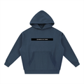 Merch in Town Essential Oversized Boxy Fit Fleece Hoodie in Navy Blue on a white background, front view.