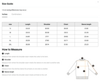 Size chart for the Merch in Town Essential Oversized Boxy Fit Fleece Hoodie with measurements in inches.