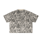 Merch in Town Leopard Print Boxy T-Shirt with Contrasting Collar in Leopard Apricot on a white background, back view.