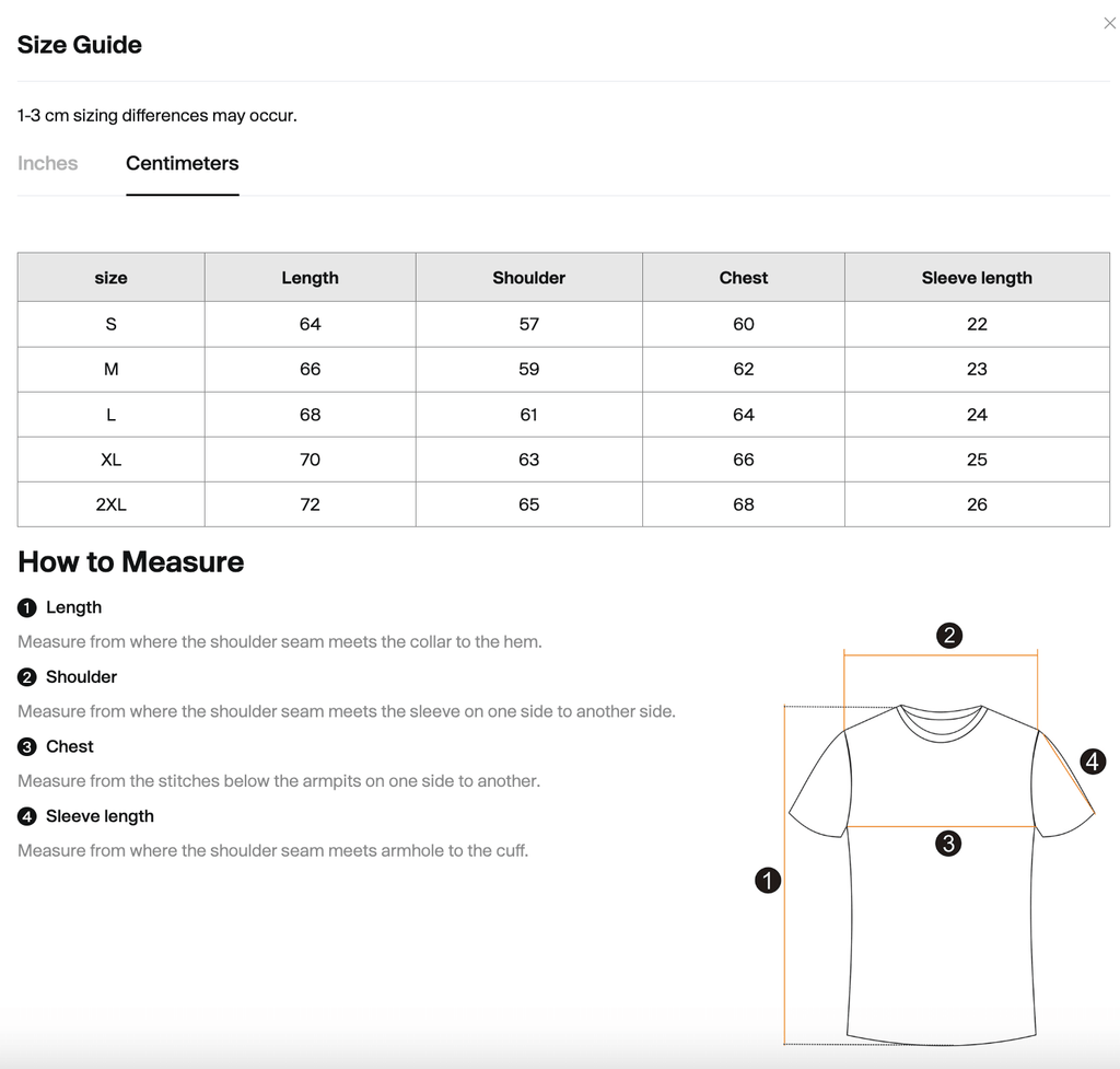 Size chart for the Merch in Town Leopard Print Boxy T-Shirt with Contrasting Collar with measurements in centimeters.