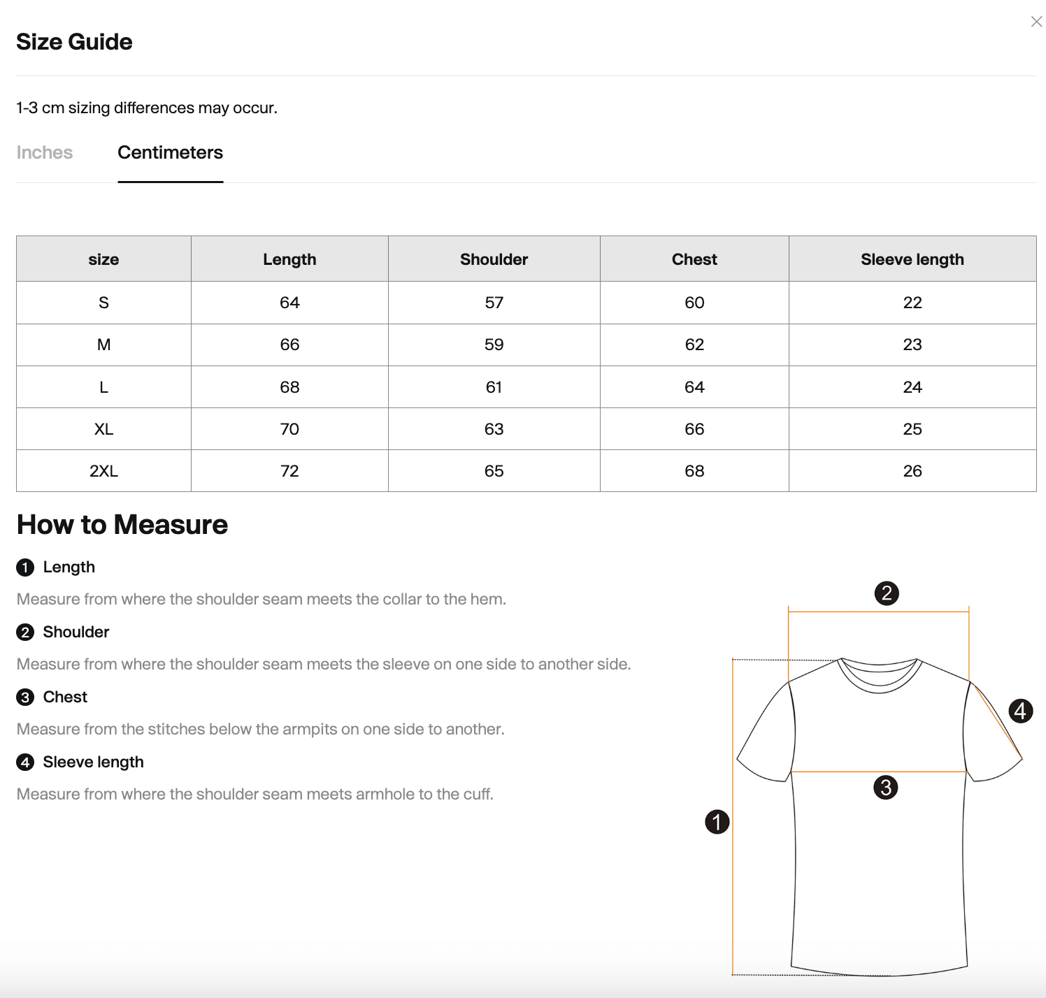 Size chart for the Merch in Town Leopard Print Boxy T-Shirt with Contrasting Collar with measurements in centimeters.