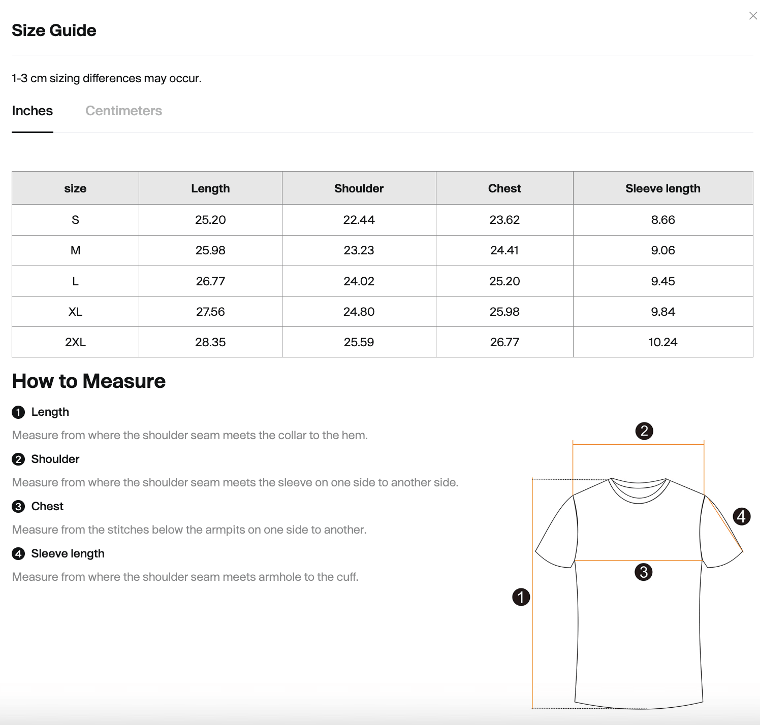 Size chart for the Merch in Town Leopard Print Boxy T-Shirt with Contrasting Collar with measurements in inches.