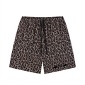 Merch in Town Heavyweight Leopard Drawstring Shorts in Leopard Light Gray on a white background, front view.