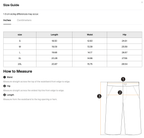 Size chart for the Merch in Town Heavyweight Leopard Drawstring Shorts with measurements in inches and centimeters.