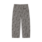 Merch in Town Vintage Wash Leopard Wide Leg Jeans in Leopard Gray on a white background, back view.