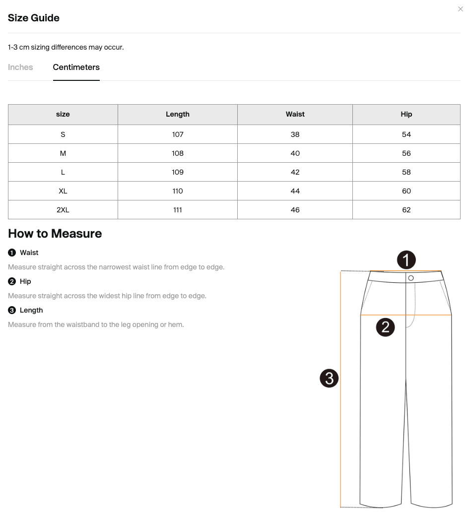 Size chart for the Merch in Town Vintage Wash Leopard Wide Leg Jeans with measurements in centimeters.