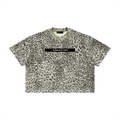 Merch in Town Leopard Print Boxy T-Shirt Y2K in Leopard Gray on a white background, front view.