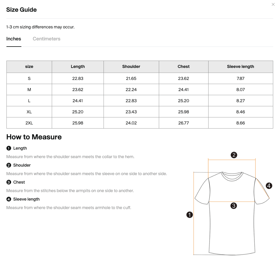 Size chart for the Merch in Town Leopard Print Boxy T-Shirt Y2K with measurements in inches.