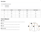 Size chart for the Merch in Town Vintage Wash Drop Shoulder Lyocell Shirt with measurements in inches and centimeters.