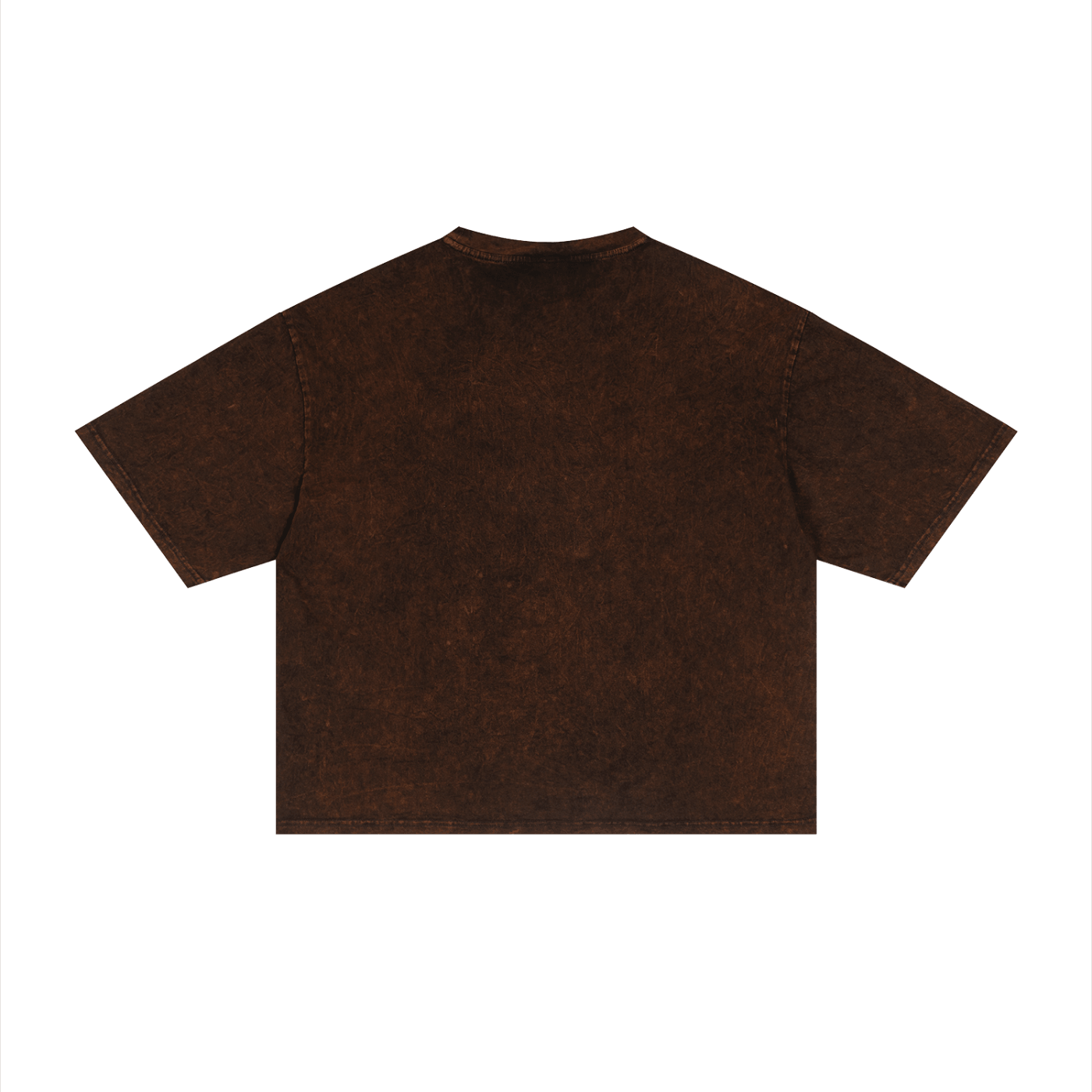 Merch in Town Mineral Wash Boxy T-Shirt in Brown on a white background, back view.