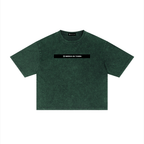 Merch in Town Mineral Wash Boxy T-Shirt in Dark Green on a white background, front view.