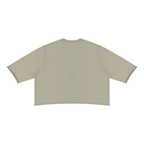 Merch in Town Mineral Wash Raw Hem Boxy T-Shirt in Apricot on a white background, back view.