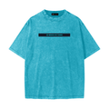 Merch in Town Heavyweight Snow Washed T-Shirt with Signature Stripe in Sky Blue on a white background, front view.