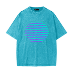 Merch in Town Heavyweight Snow Washed T-Shirt with Vintage Aesthetic in Sky Blue on a white background, front view.