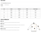 Size chart for the Merch in Town Mineral Wash Short Sleeve Hoodie with measurements in centimeters.
