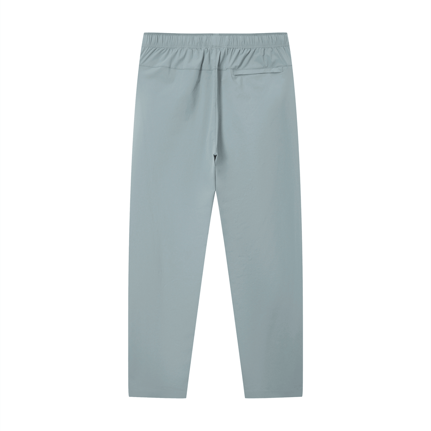Merch in Town Lightweight Tapered Track Pants in Gray Blue on a white background, back view.