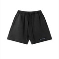 Merch in Town Vintage Wash Cotton Shorts in Black on a white background, front view.