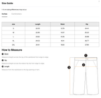 Size chart for the Merch in Town Vintage Wash Sunfade Waffle Raw Hem Shorts with measurements in inches.
