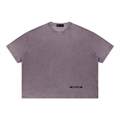 Merch in Town Vintage Wash Sunfade Boxy Waffle T-Shirt in Plum Purple on a white background, front view.