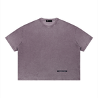 Merch in Town Vintage Wash Sunfade Boxy Waffle T-Shirt in Plum Purple on a white background, front view.
