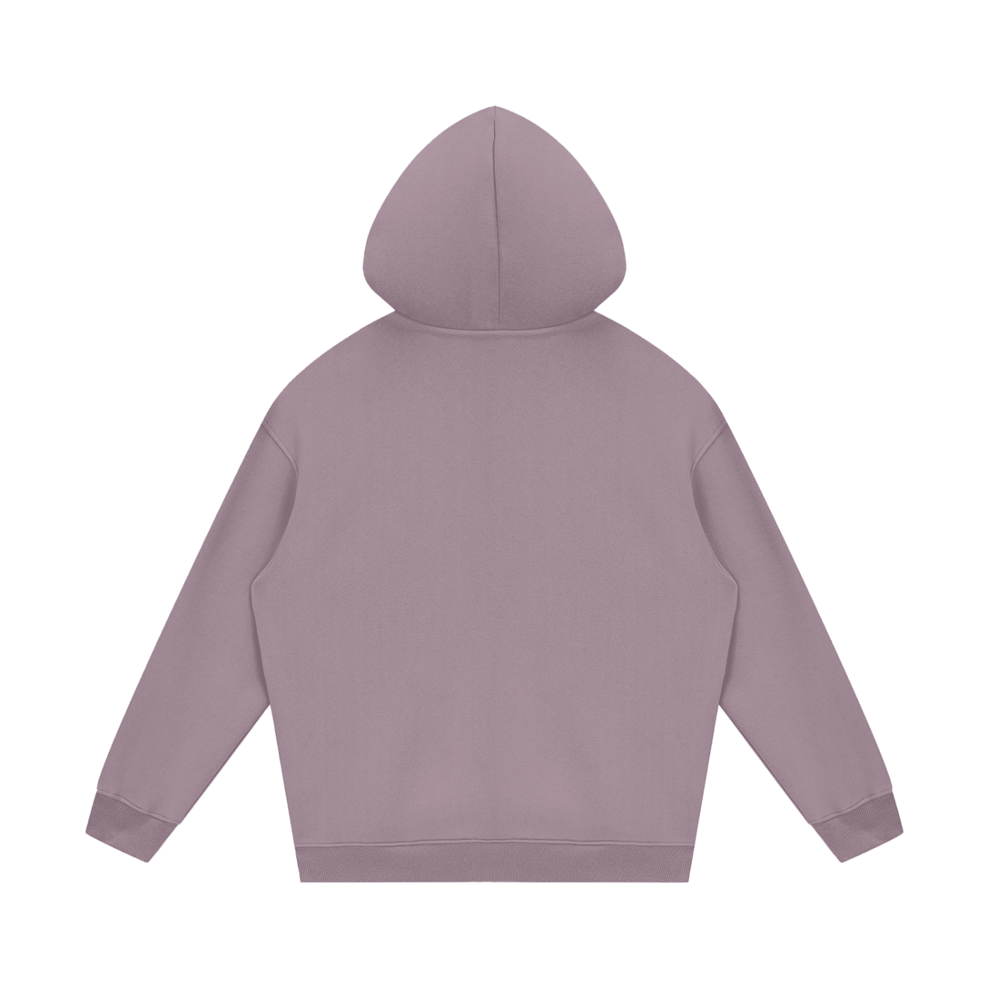 Salon Daomé ash purple streetwear fleece hoodie on a white background, back view.