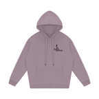 Salon Daomé ash purple streetwear fleece hoodie on a white background, front view.