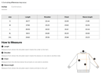 Size chart for the Salon Daomé streetwear fleece hoodie with measurements in inches.