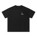 Salon Daomé black Sorona quick-dry loose fit boxy t-shirt on a white background, front view.