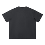 Salon Daomé dark gray Sorona quick-dry loose fit boxy t-shirt on a white background, back view.