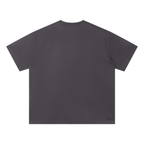 Salon Daomé dark purple Sorona quick-dry loose fit boxy t-shirt on a white background, back view.