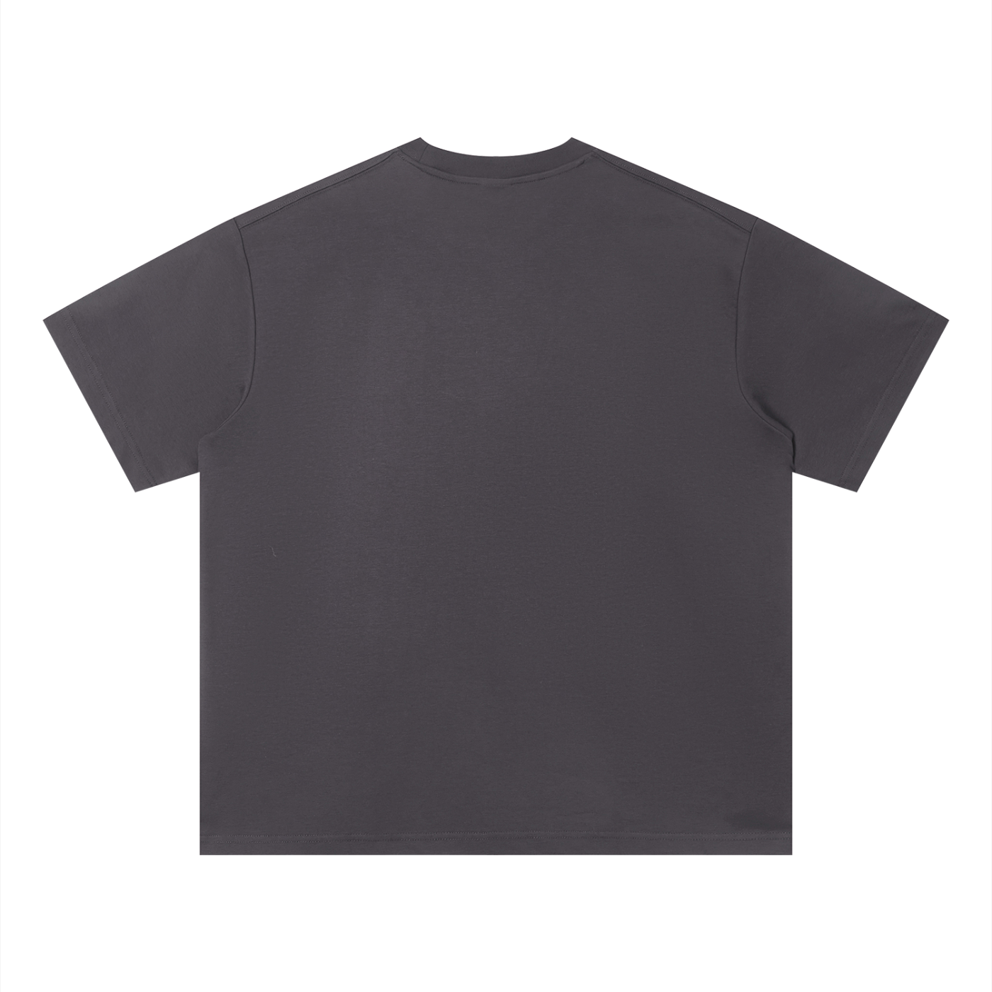 Salon Daomé dark purple Sorona quick-dry loose fit boxy t-shirt on a white background, back view.