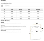 Size chart for the Teeto Mineral Wash Boxy Cotton T-Shirt with measurements in inches.