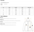 Size chart for the Teeto Oversize Fleeced Hoodie with measurements in inches.
