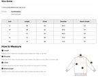 Size chart for the Teeto Waffle Raw Edge T-Shirt with measurements in centimeters.